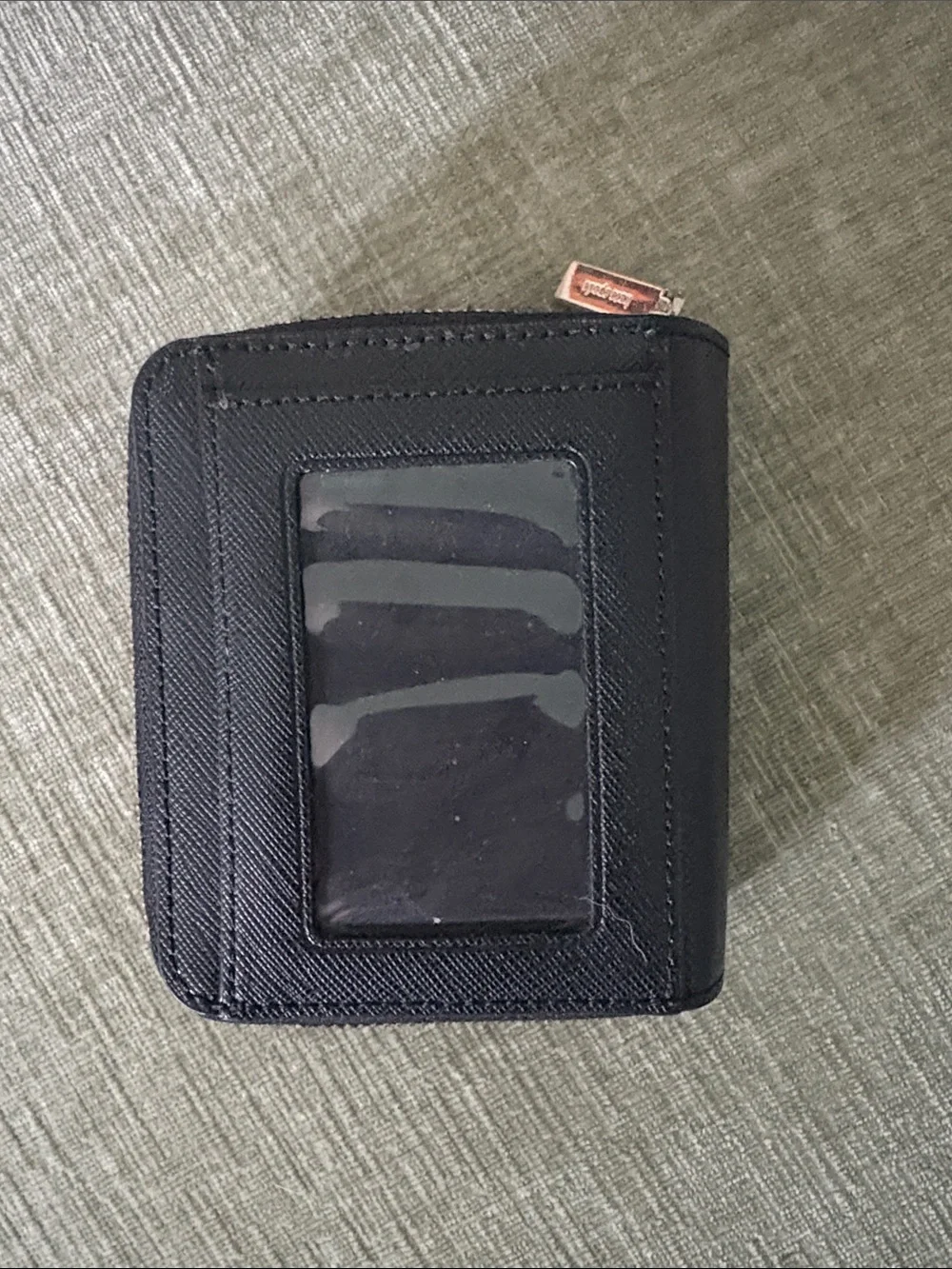 kate spade Black Saffiano Leather Zip Around Wallet